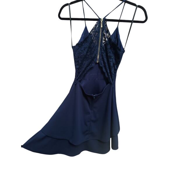 Camille La Vie Dress Navy Blue Lace Fit And Flare Size 3/4 Layered - Picture 6 of 7
